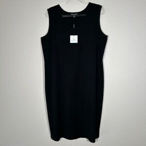 Ming Wang size XL sheath tank midi dress black acrylic scoop neck NEW